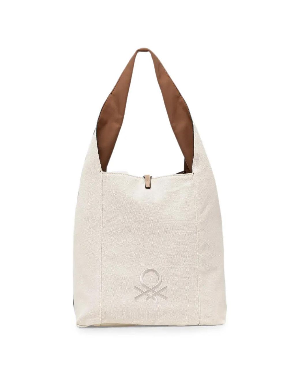 Benetton Brown Logo-Embroidered Reversible Tote Bag