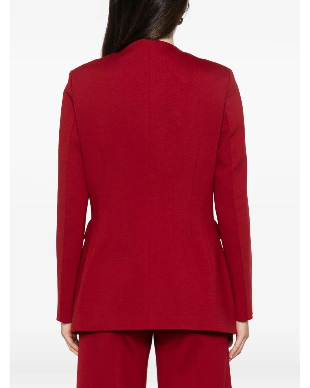 Liviana Conti Red Crew-Neck Double-Breasted Coat