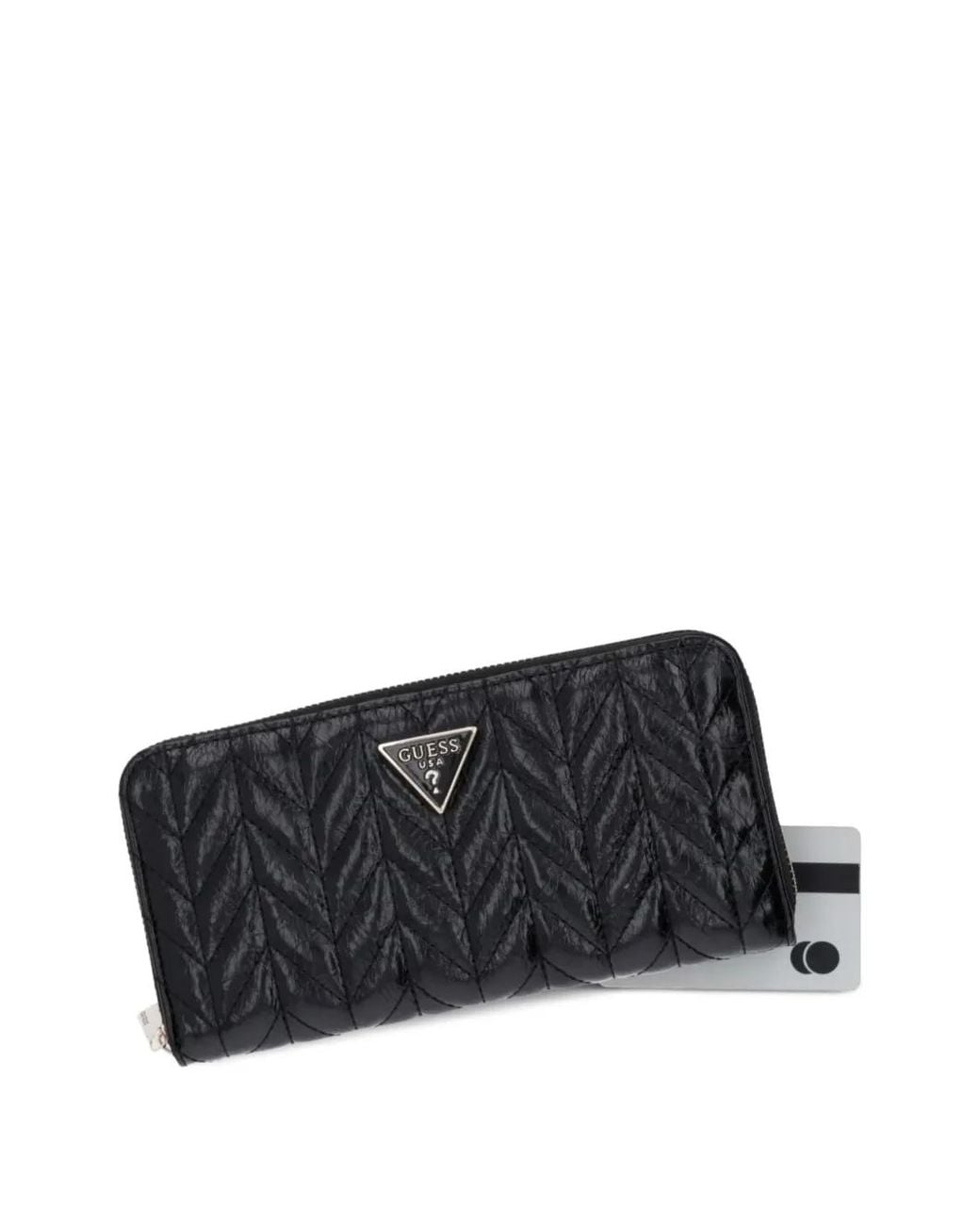 Guess Black Portefeuille Cheryl Matelassé À Chevrons