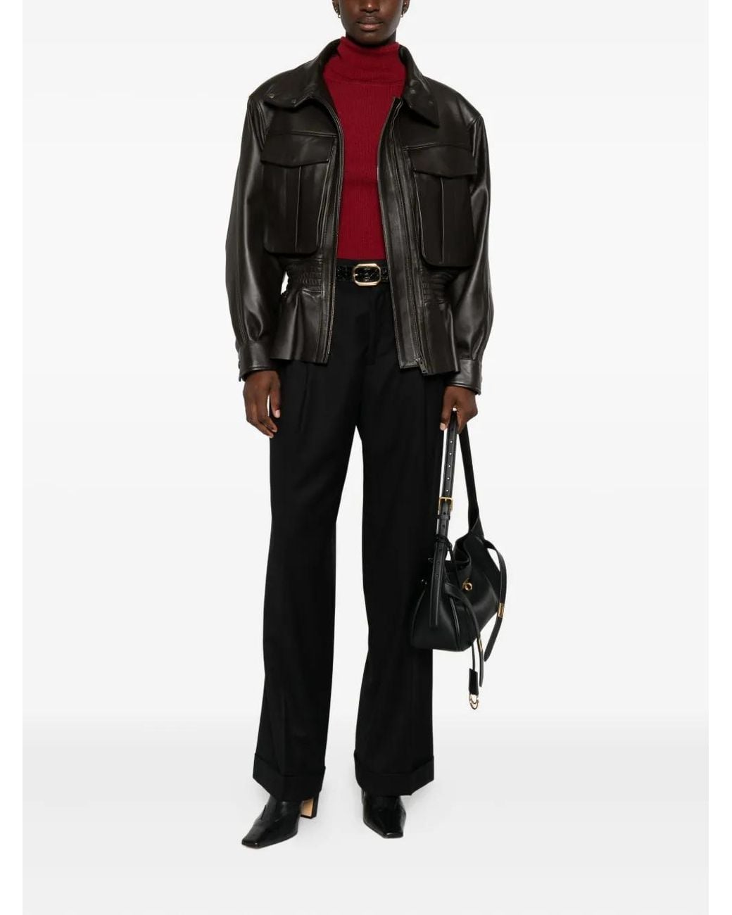 Berwich Black Pleated-Cuffed Trousers
