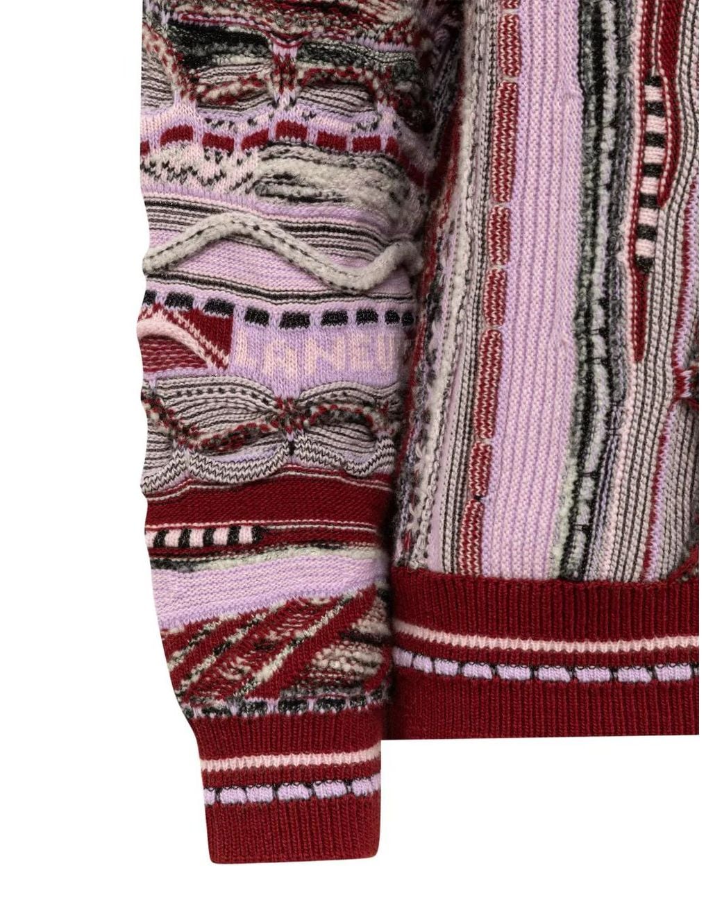 Laneus Red Jacquard-Knit Boxy Sweater