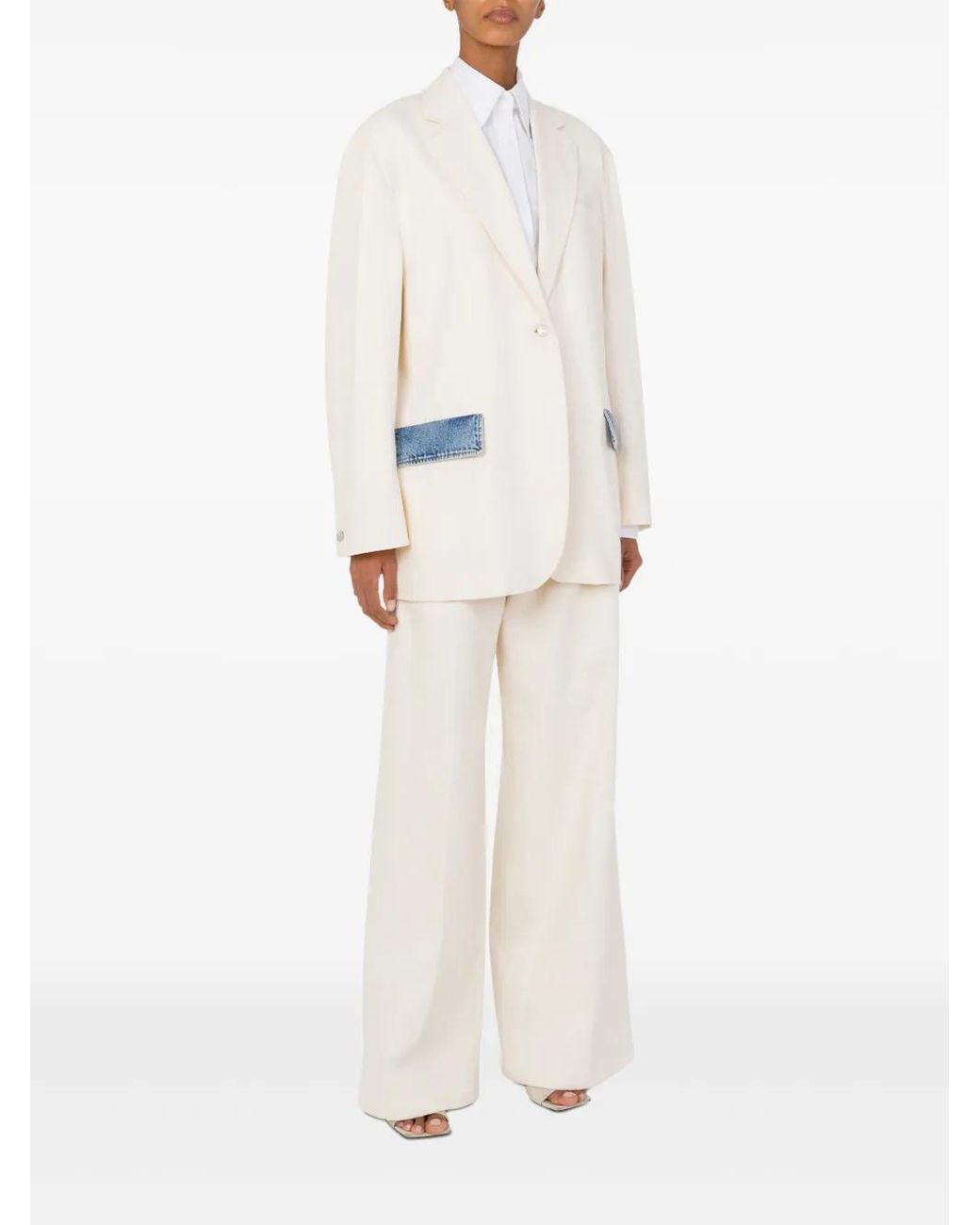 Moschino White Single-Breasted Blazer
