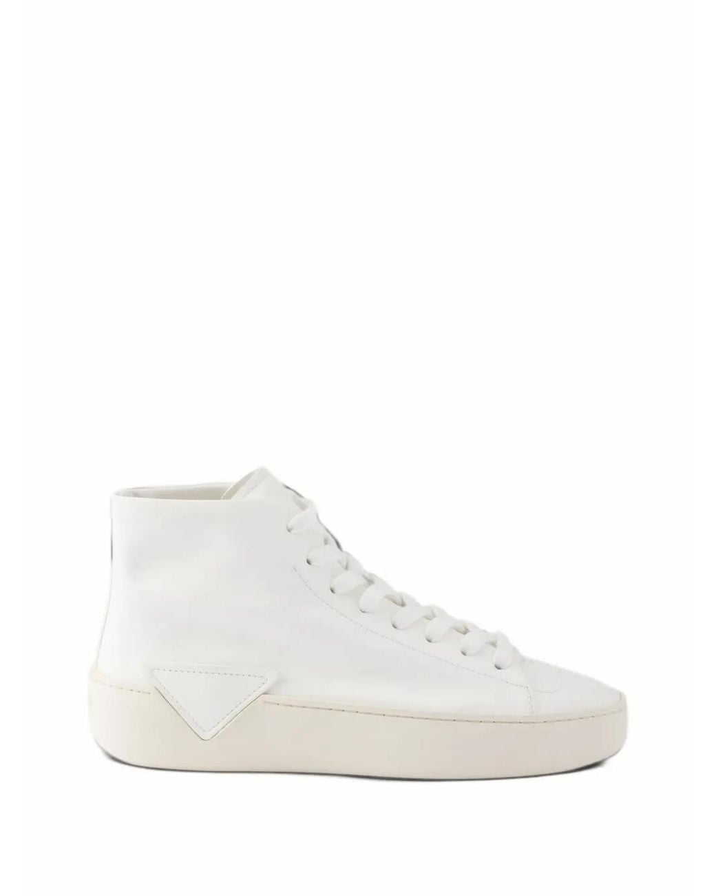 Prada White Court Leather High-Top Sneakers