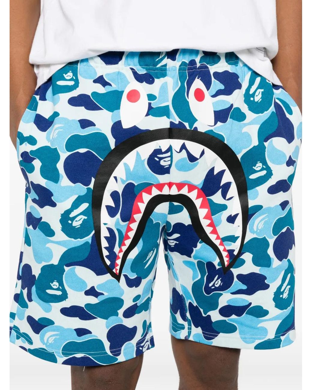 A Bathing Ape Blue Shark Abc Camo Shorts for men