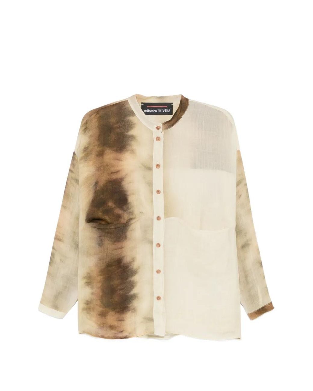 Collection Privée Natural Argis Tie-Dye Band-Collar Shirt
