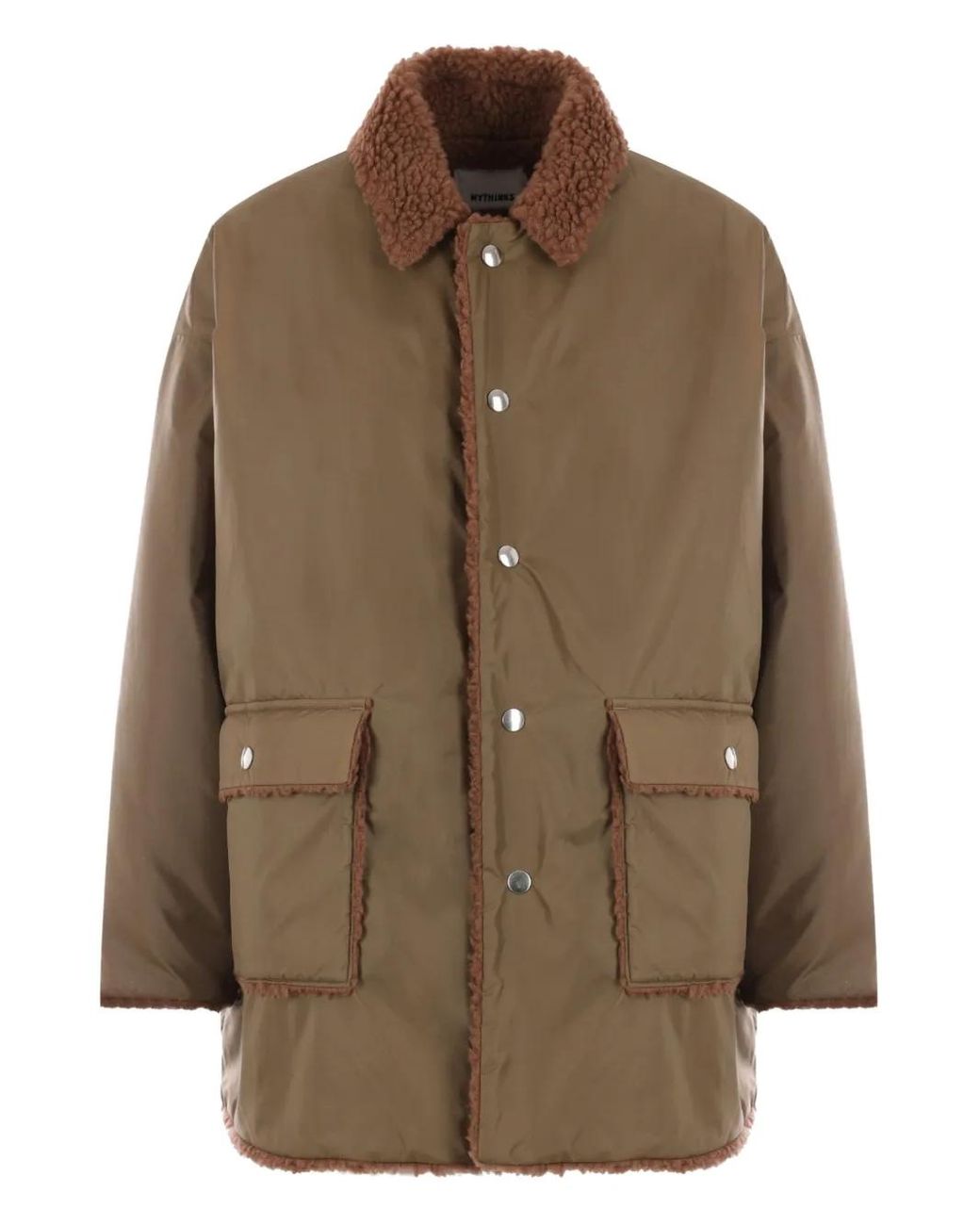 MYTHINKS Brown Teddy-Trimmed Jacket