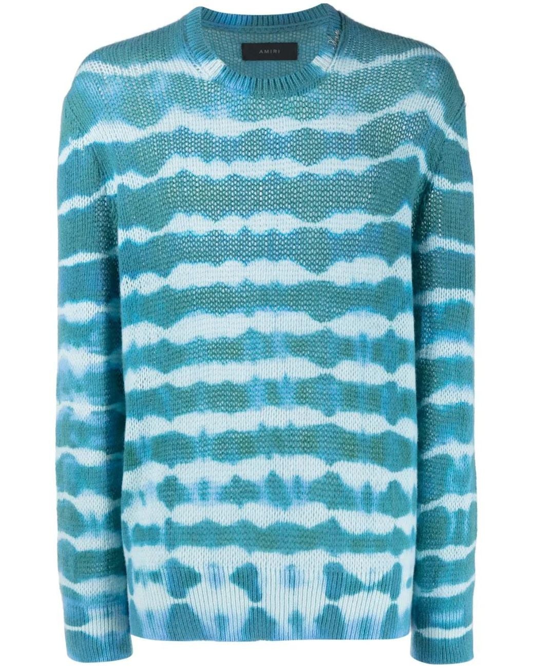 Amiri Blue Tie-Dye Cashmere Jumper for men