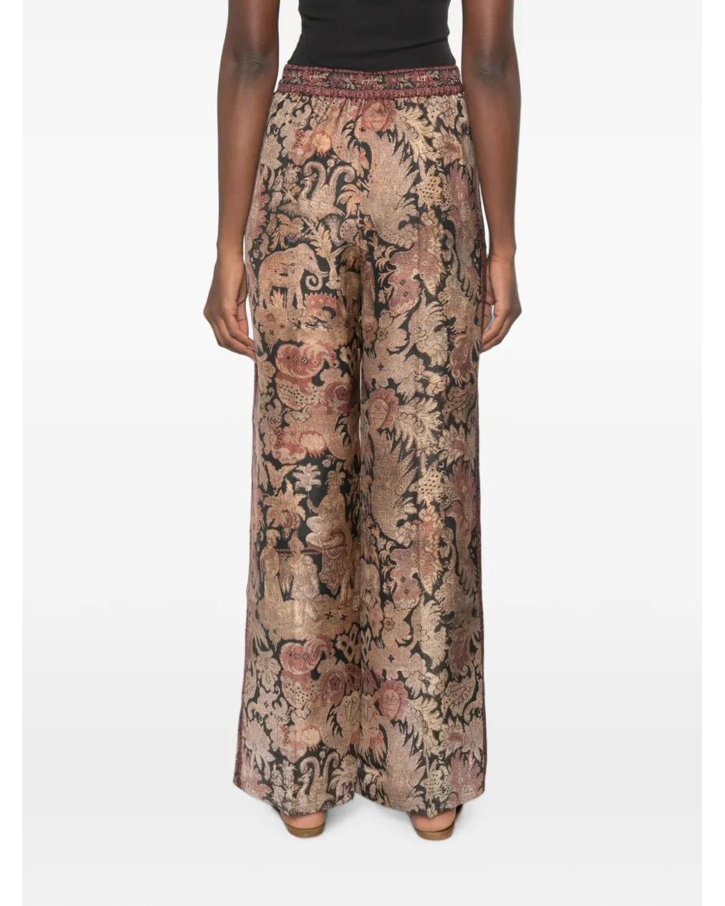 Pierre Louis Mascia Brown Floral-Print Trousers