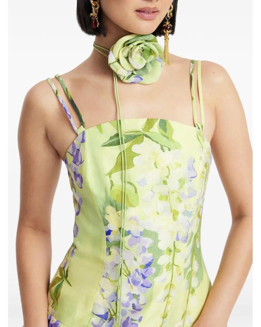 LEO LIN Green Lorena Floral Mini Dress