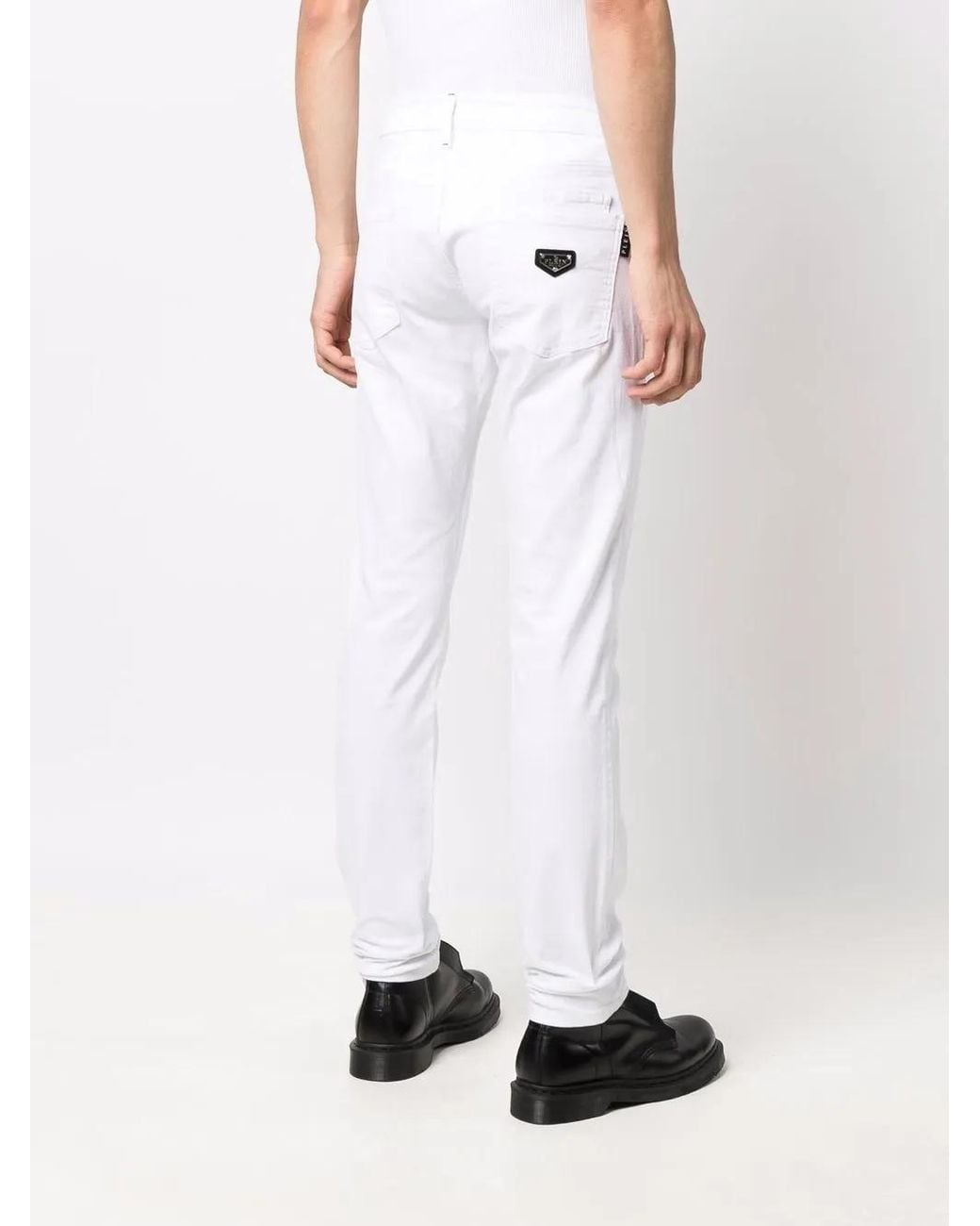 Philipp Plein White Super Straight Cut Jeans for men