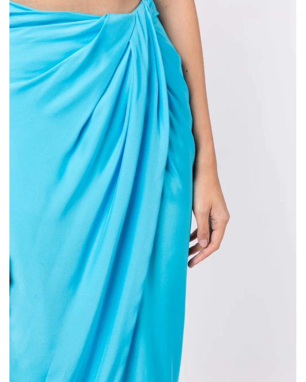 GAUGE81 Blue Paita Draped Silk Maxi Skirt