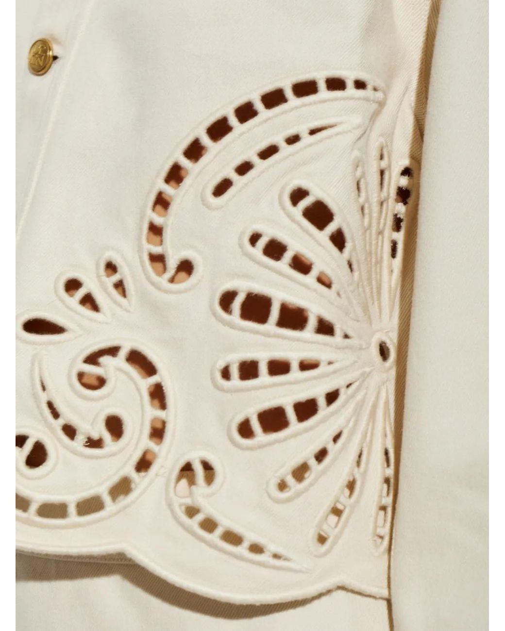 Ulla Johnson White Bobbi Cut-Out Denim Jacket