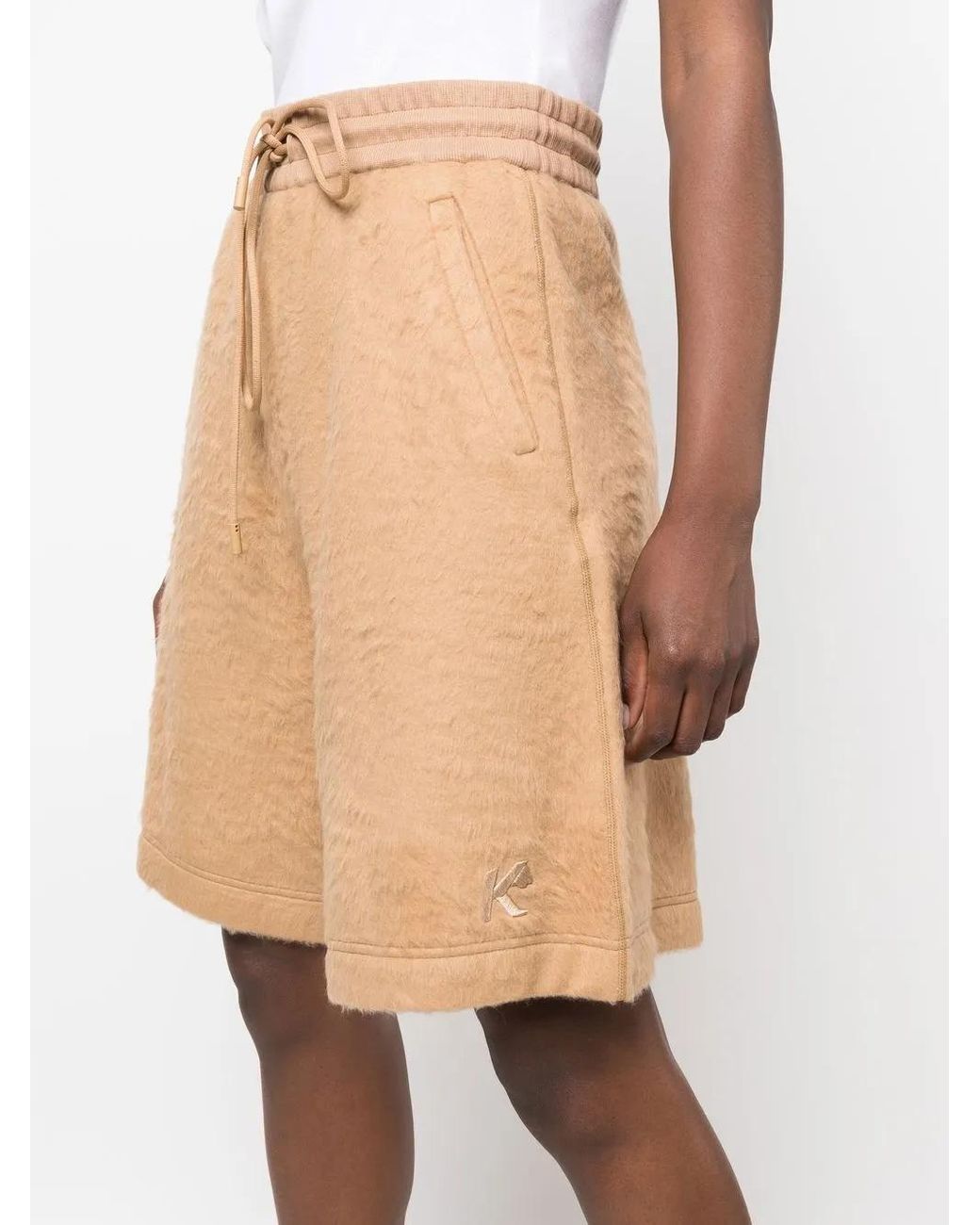 Krizia Natural Faux-Fur Drawstring Bermuda Shorts