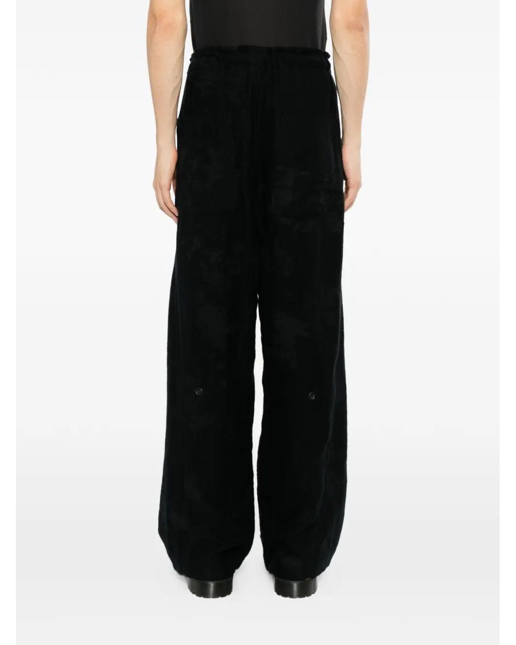 Nude:mm Black Bleached-Effect Drawstring Trousers for men