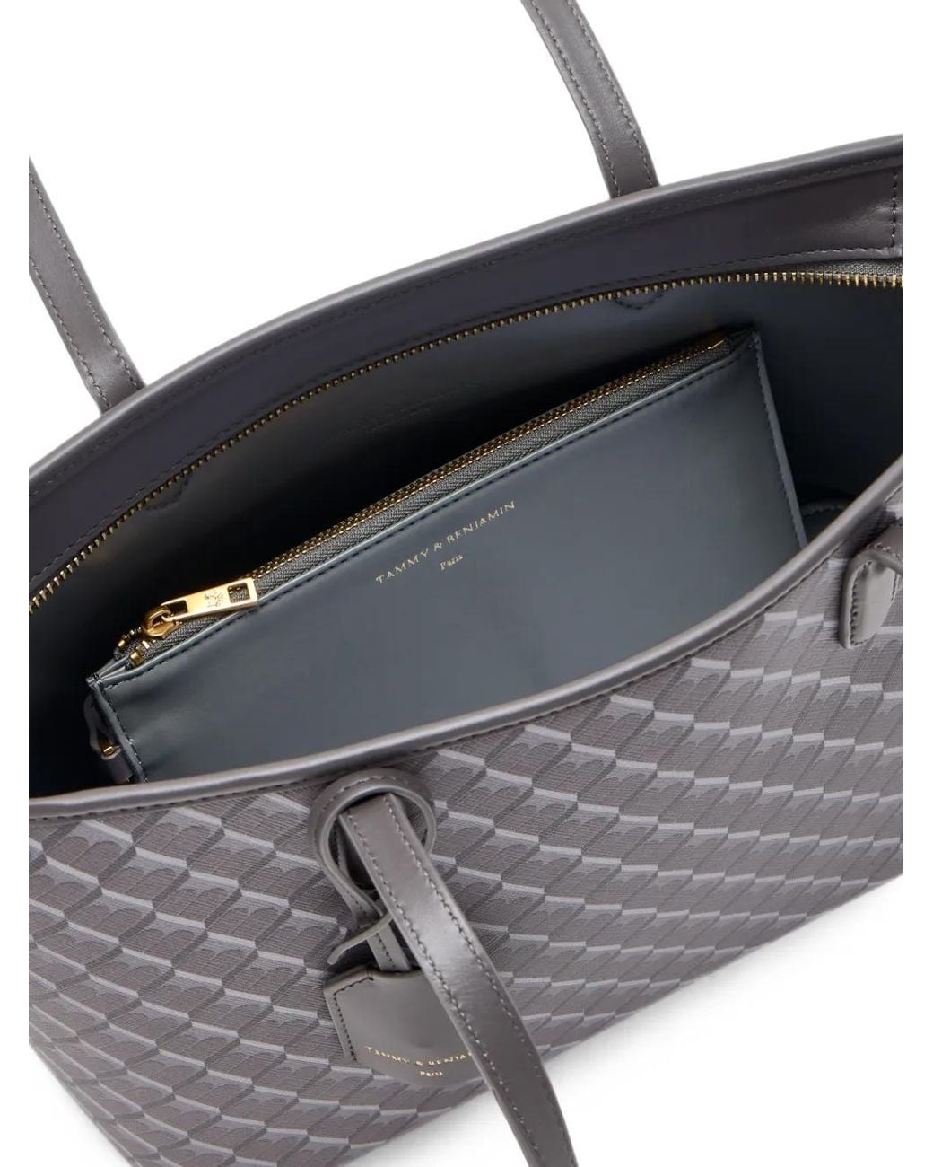 Tammy & Benjamin Black Cabas Zippé À Motif Monogrammé