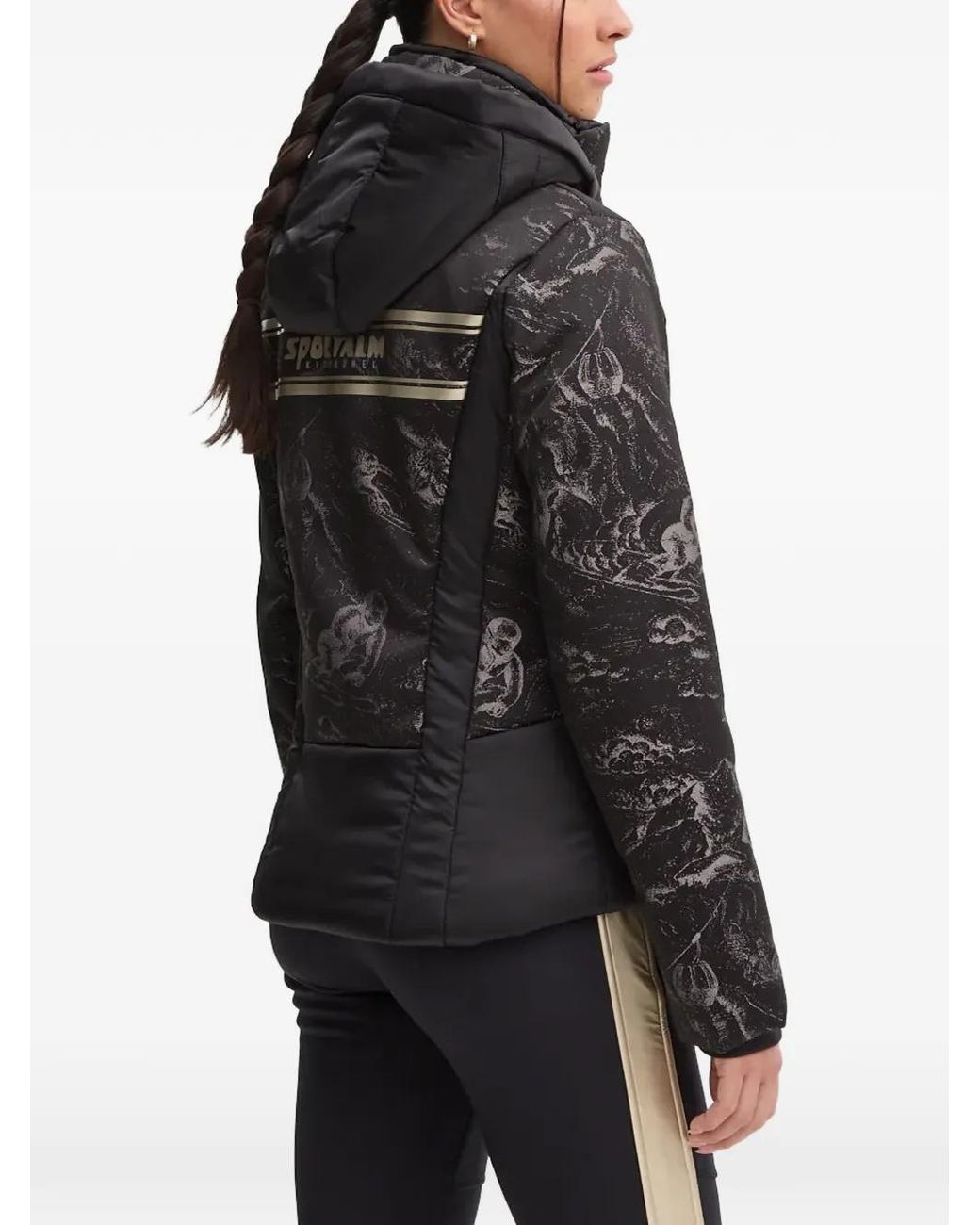 Sportalm Black Graphic-Print Hooded Jacket