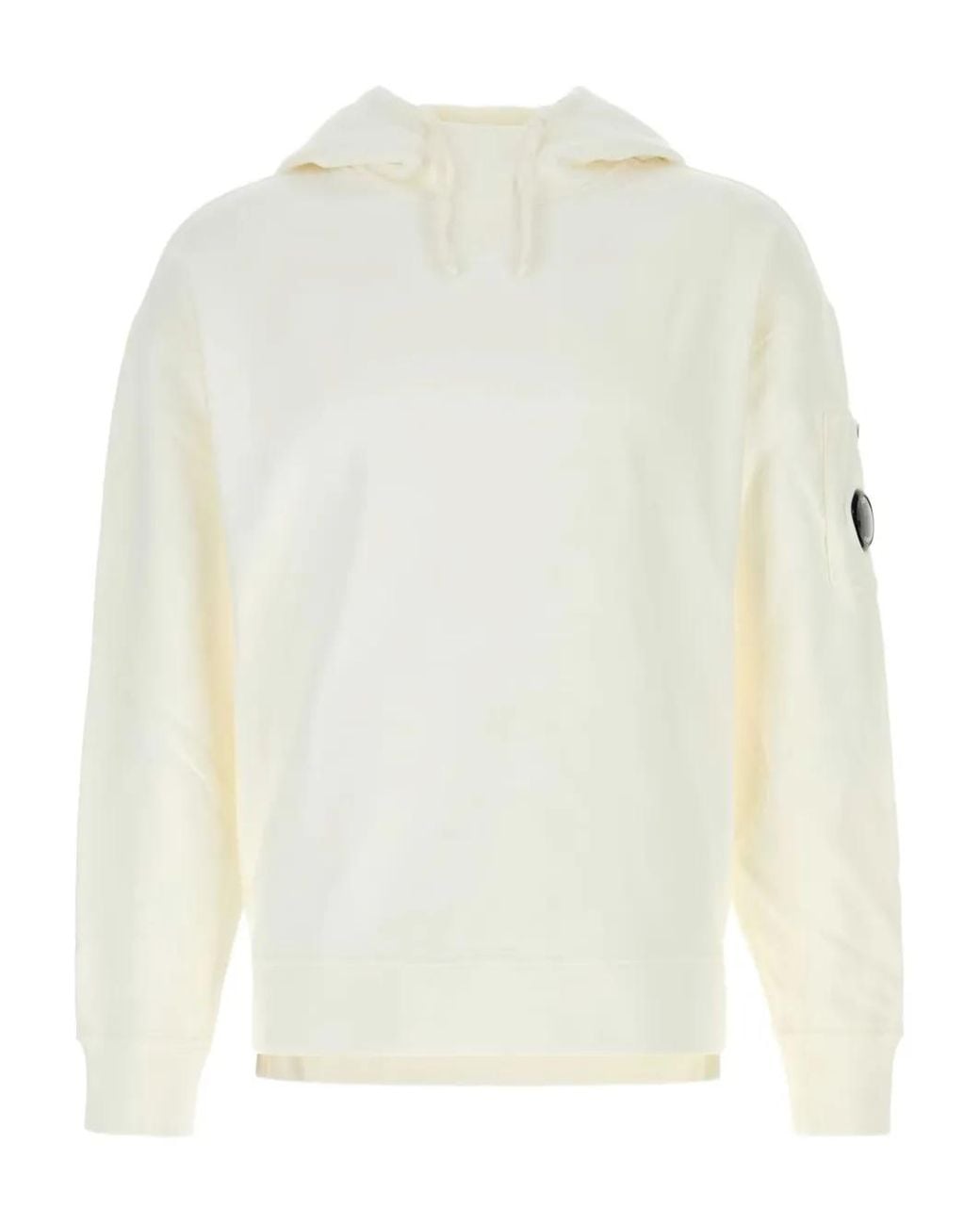 C P Company White Lens-Detail Hoodie for men
