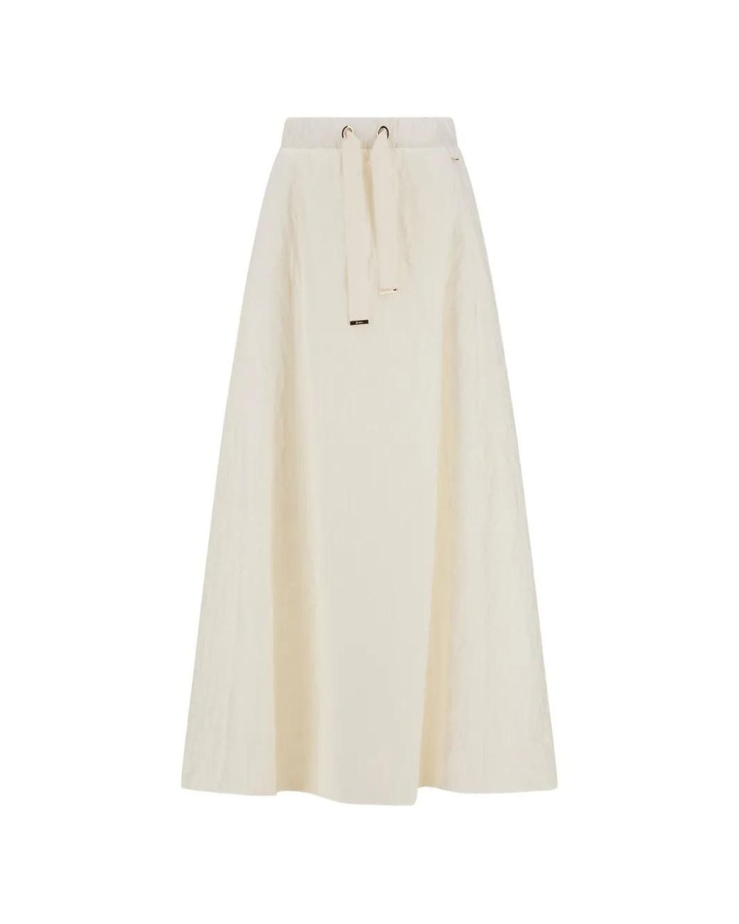Herno White Padded Drawstring Maxi Skirt