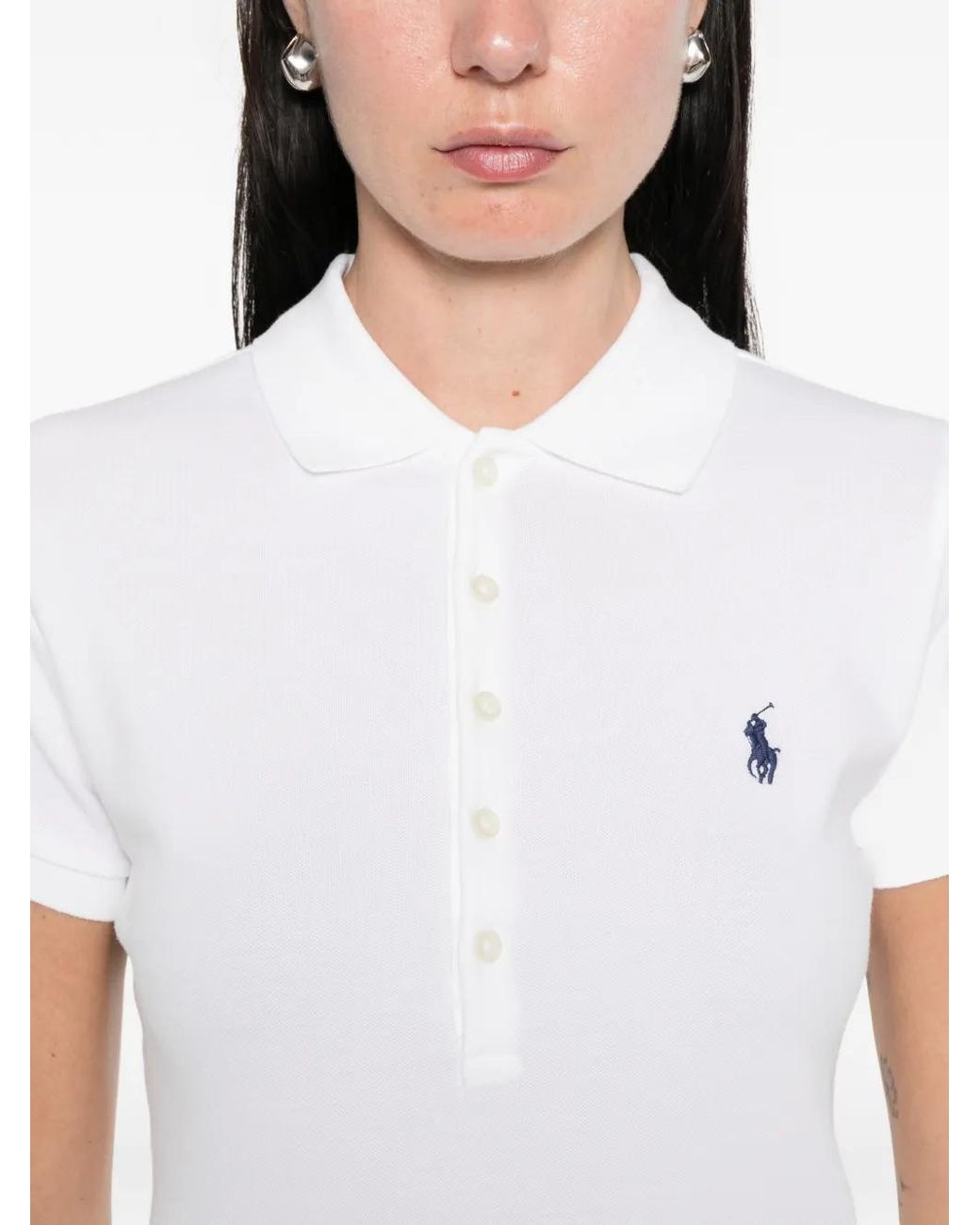 Polo Ralph Lauren White Logo-Embroidered Polo Top