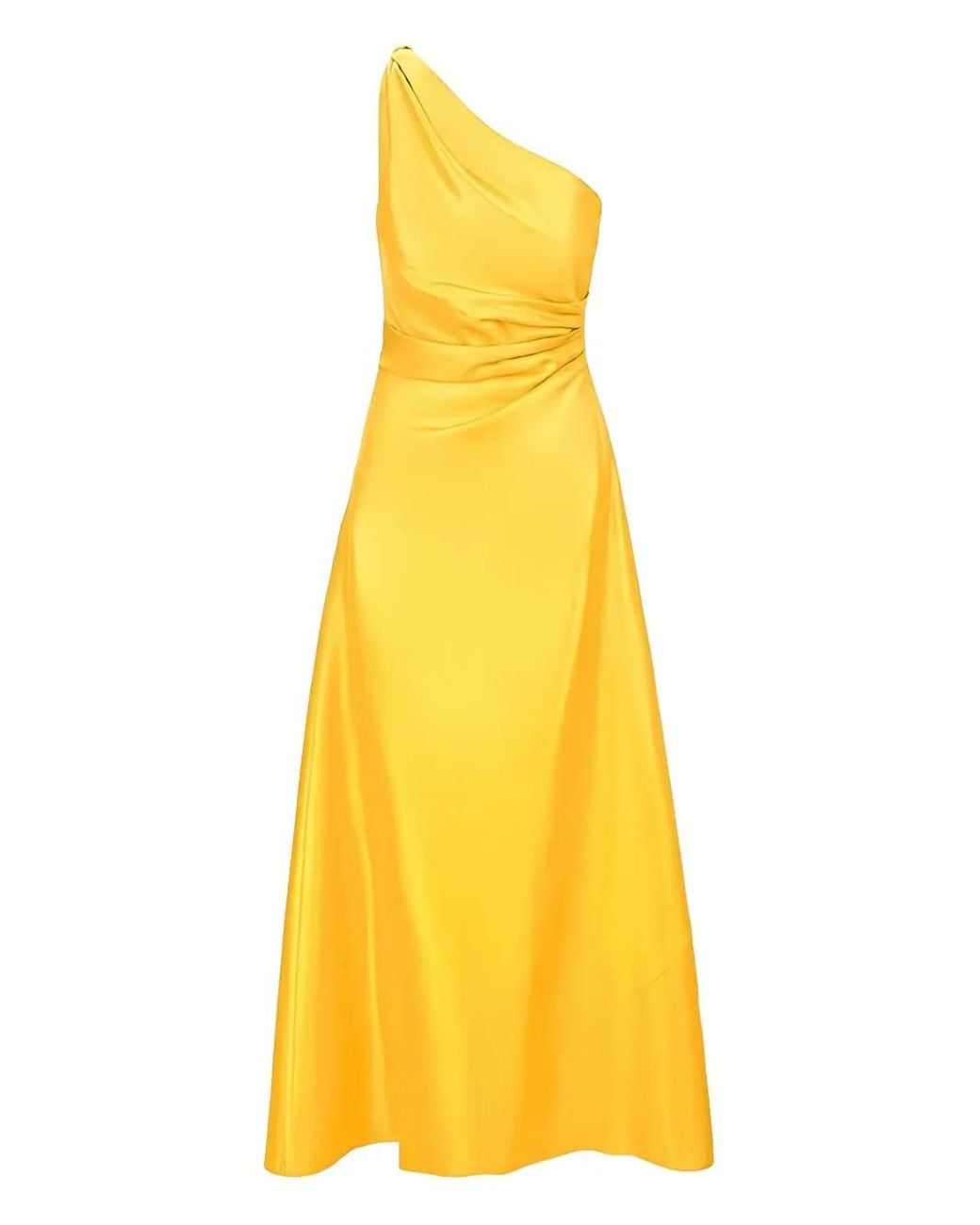 Staud Yellow One-Shoulder Midi Dress