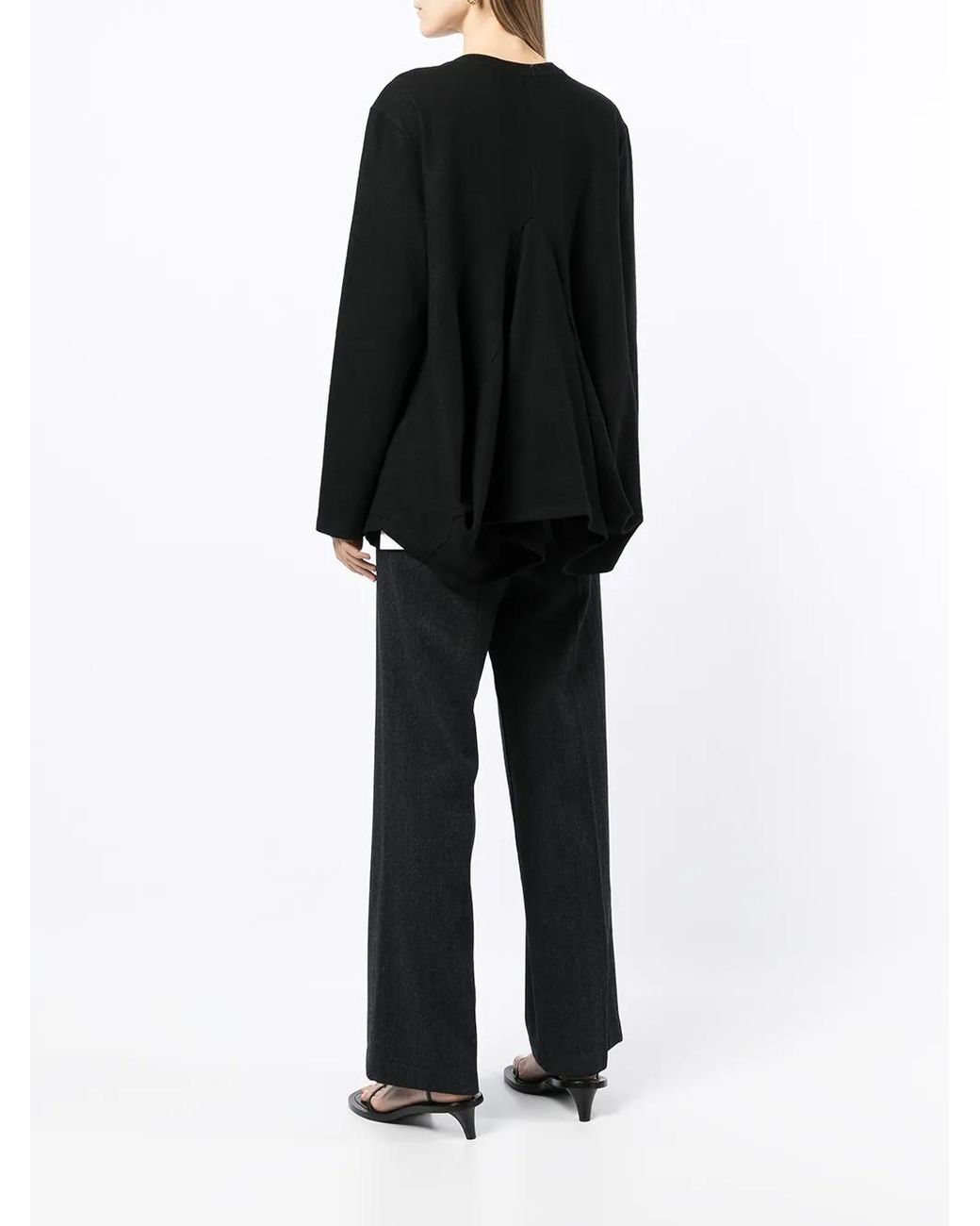 Goen.J Black Structured Draped Jersey Top