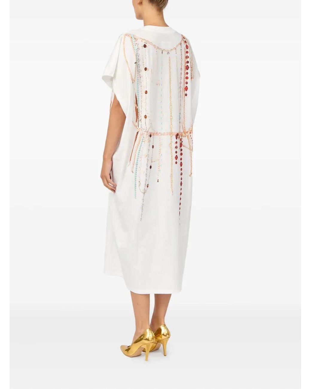 MM6 by Maison Margiela White Bead Detailing Maxi Dress