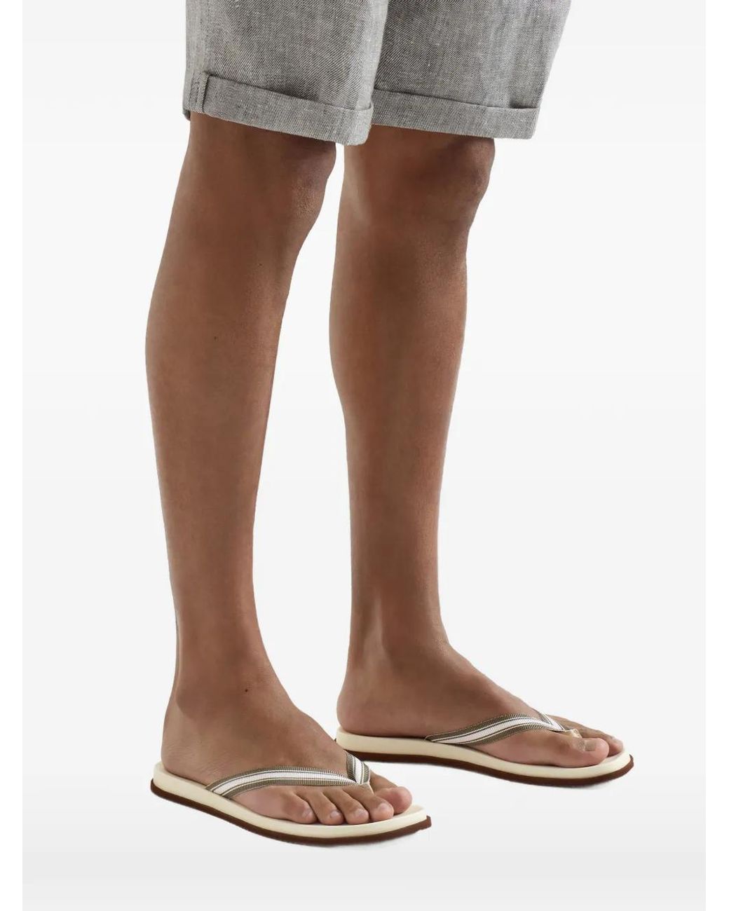 Brunello Cucinelli White Pool Slides for men