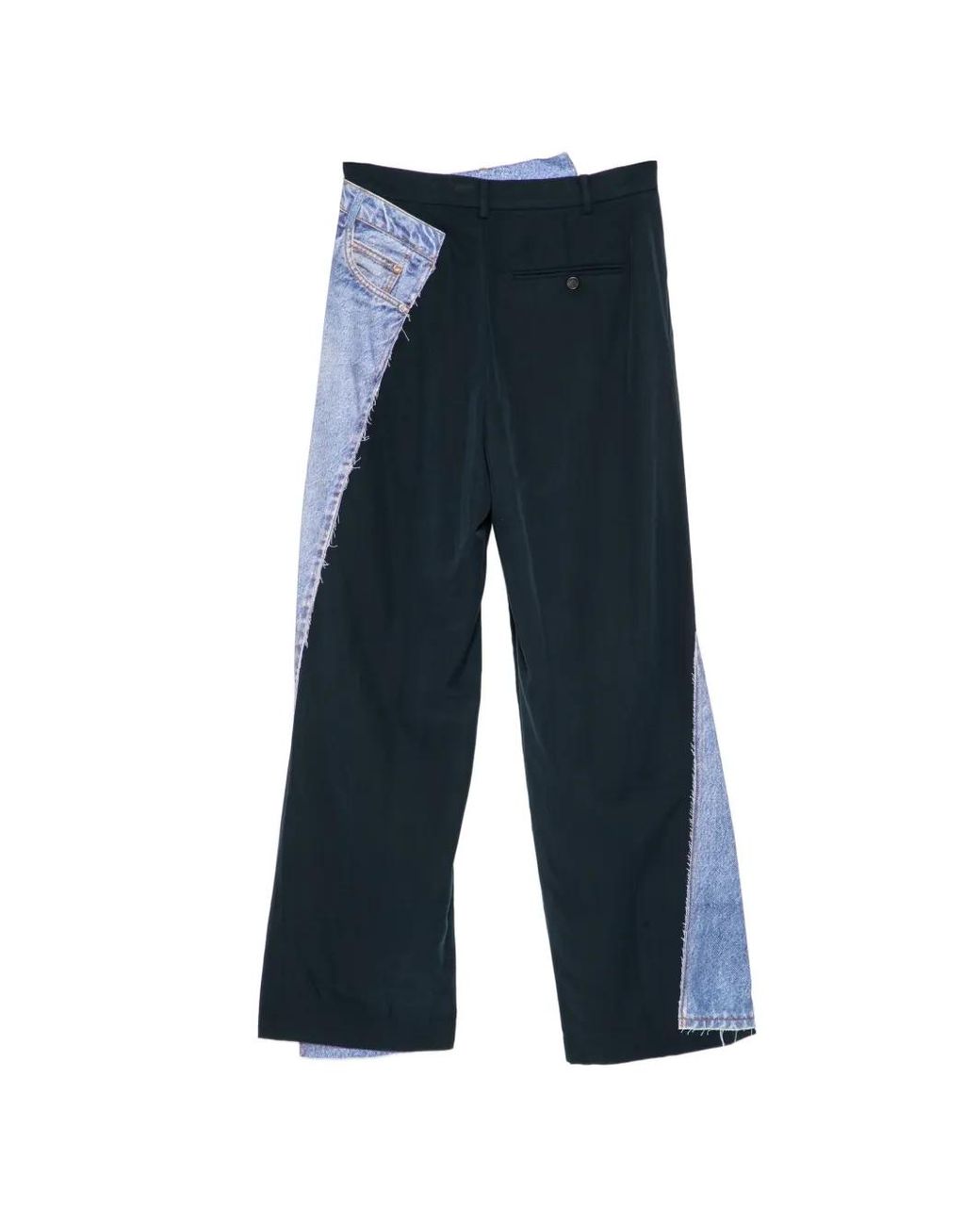 Pushbutton Blue Denim-Patch Trousers