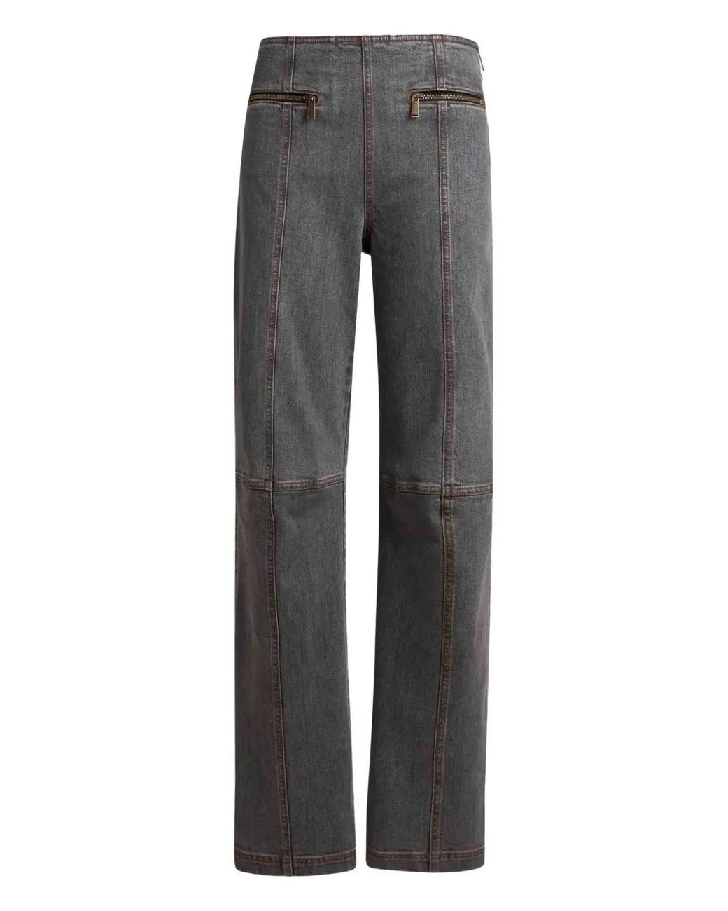 Etro Gray Pegaso-Embroidered Jeans