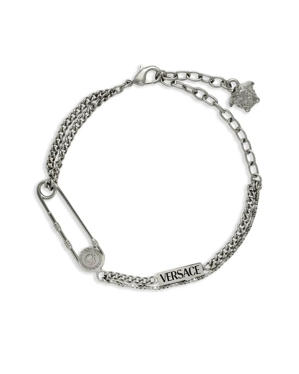 Versace White Logo-Engraved Bracelet