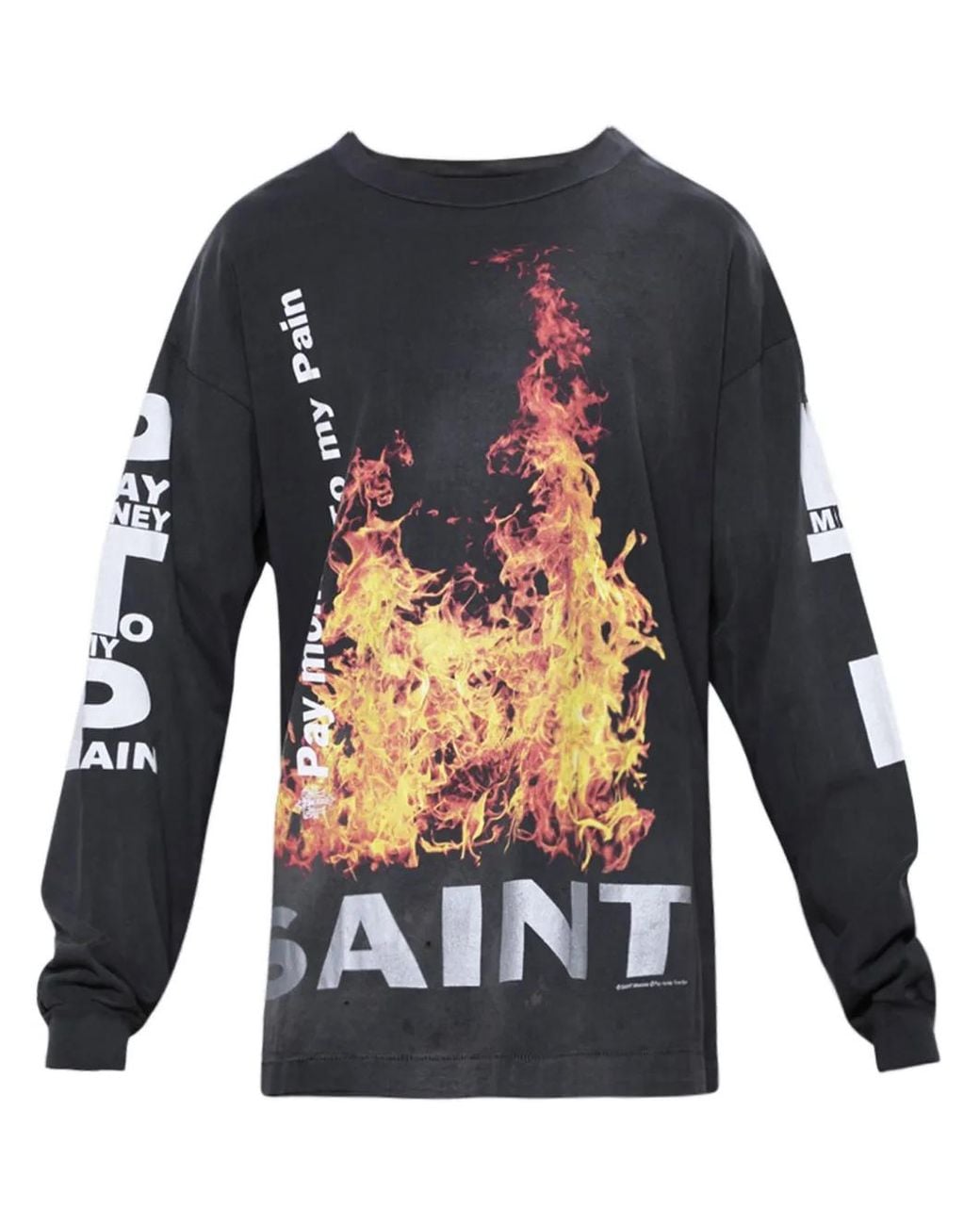 SAINT Mxxxxxx Blue Fire Graphic-Print Cotton Sweatshirt for men
