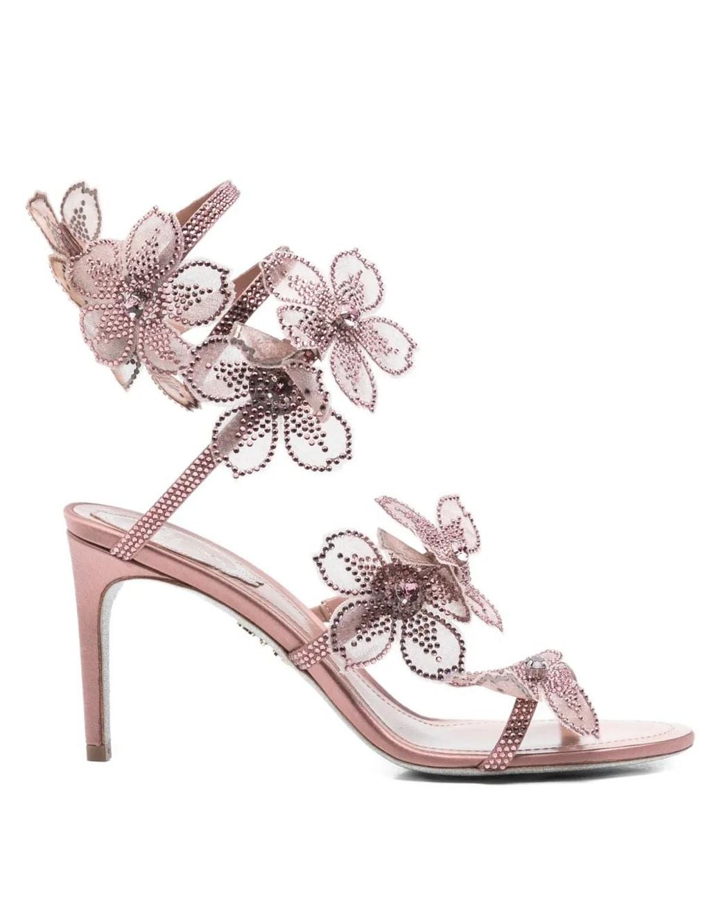 Rene Caovilla Pink 80Mm Peach Flower Sandals