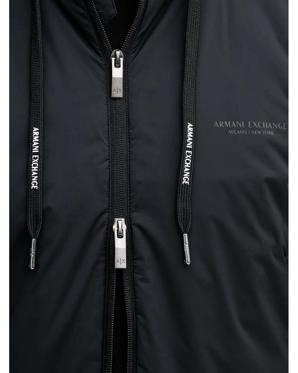 ARMANI EXCHANGE Black Stretch Nylon Jacket With Zip for men