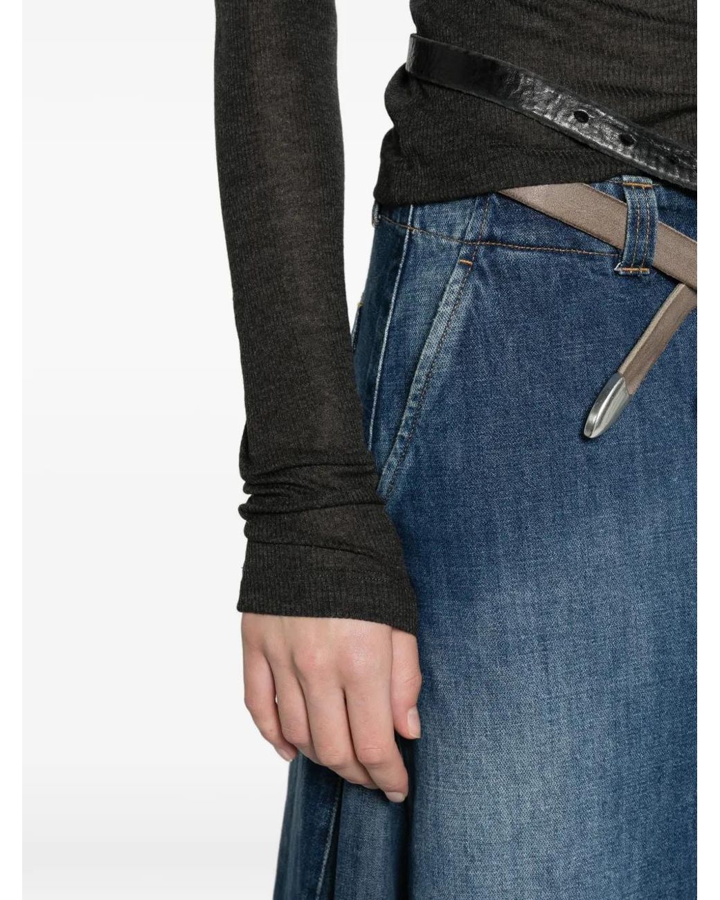 J.W. Anderson Blue Long-Sleeve Crew-Neckline Top