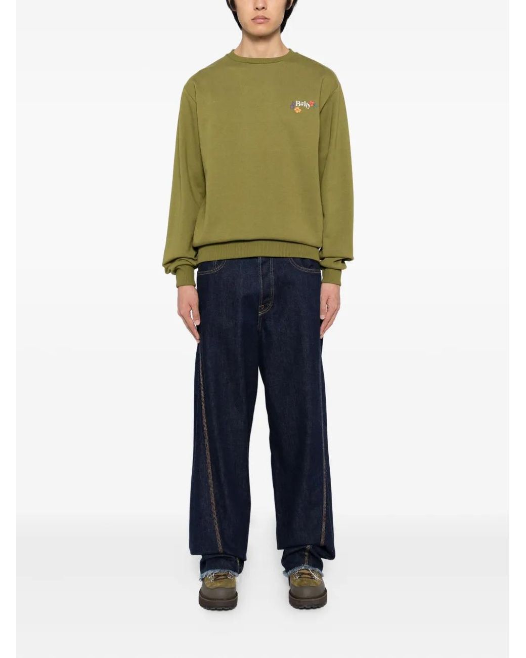 Bally Green Logo Sweatshirt for men