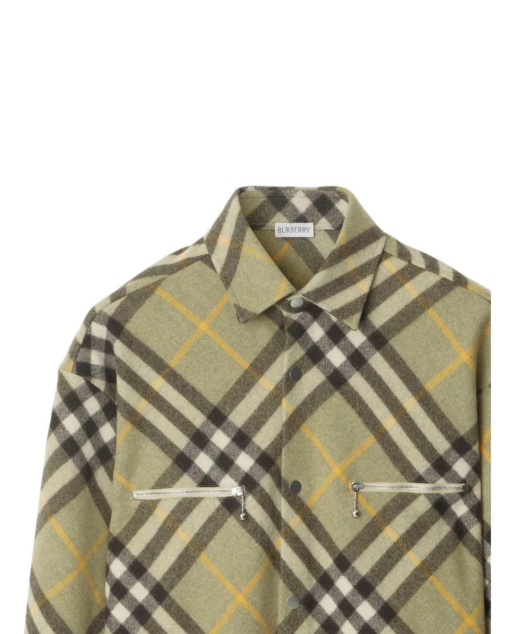 Burberry Green Checked Wool-Blend Shirt Jacket for men