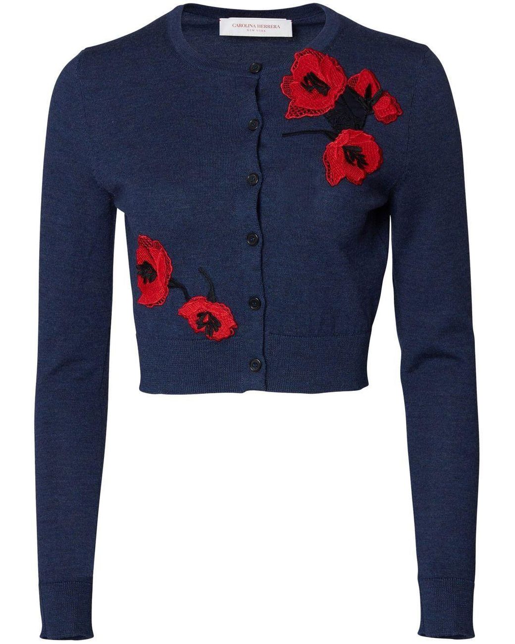 Carolina Herrera Wool Floral Appliqué 