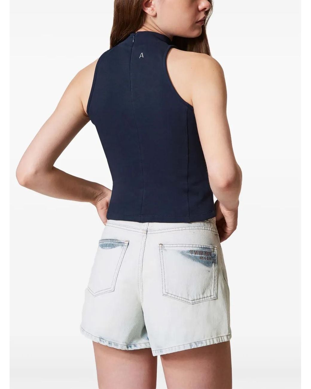 Top Sin Mangas Twinset de color Blue