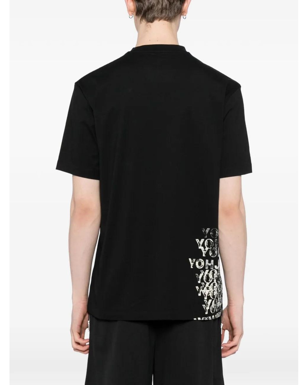 Y-3 Black Printed Cotton T-Shirt for men