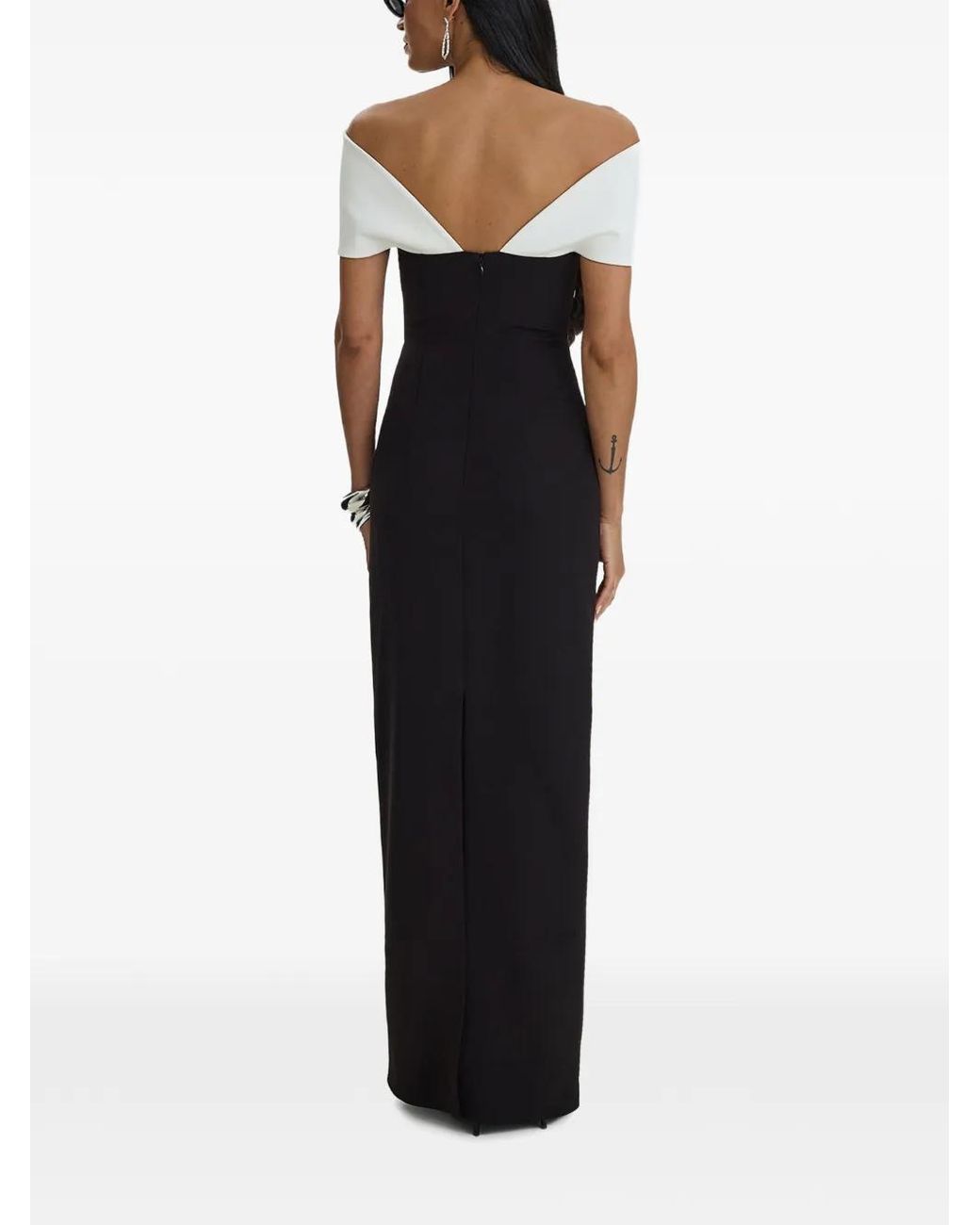 MOOS STUDIO Blue Dual Form Off-Shoulder Colour-Block Gown