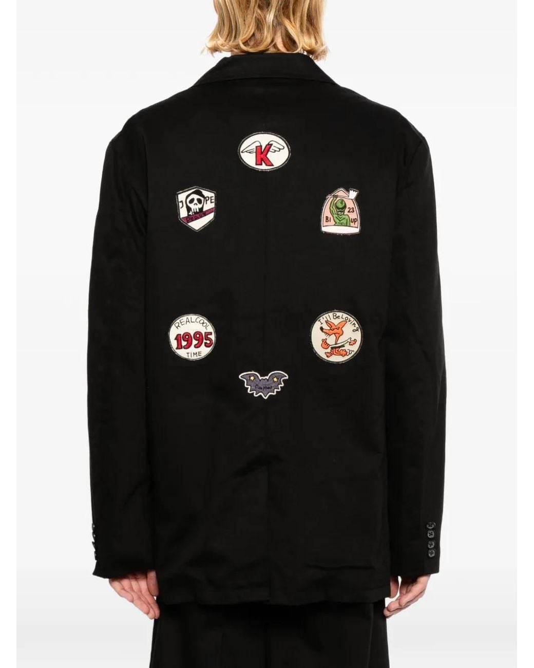 KAMIYA Black Patch-Detail Single-Breasted Jacket for men
