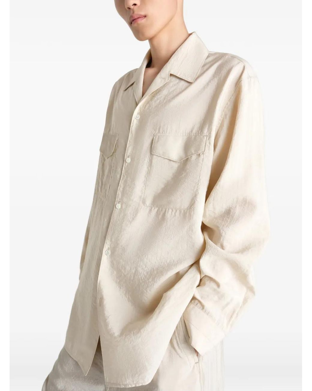 Lemaire Natural Convertible Collar Shirt for men