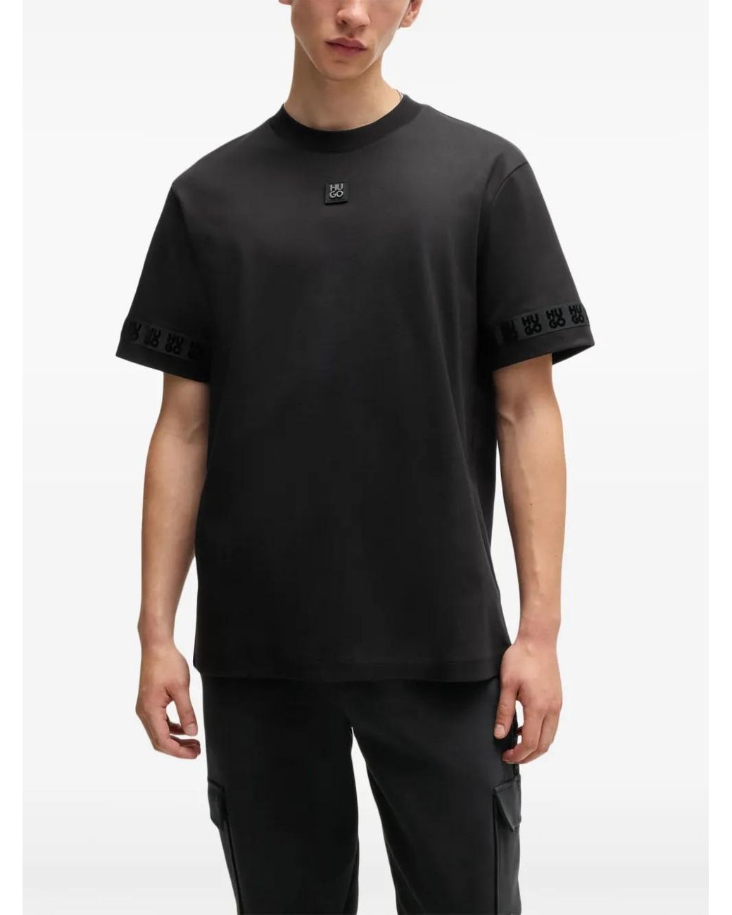Hugo Logo Patch Tシャツ HUGO Logo-Patch T-Shirt in Black for Men | Lyst