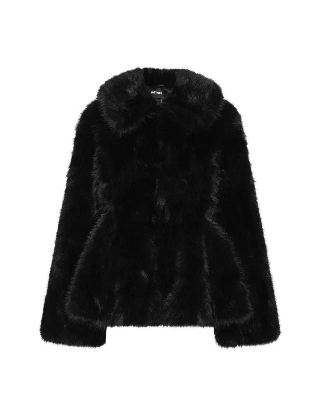 ROTATE BIRGER CHRISTENSEN Black Faux-Fur Flared Jacket