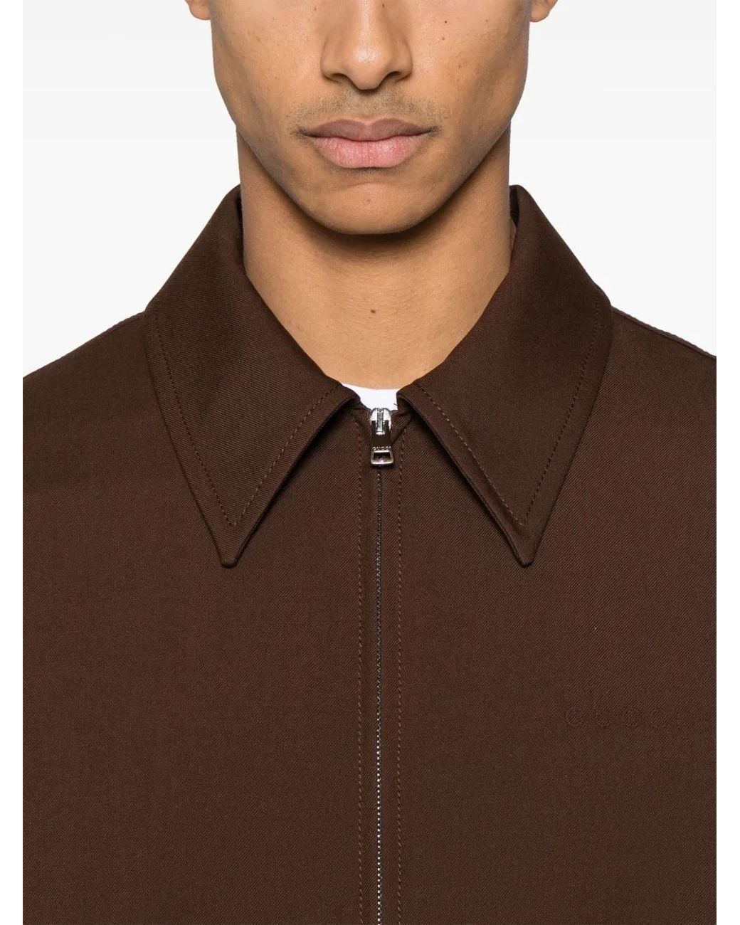 Gucci Brown Wool Jacket With Pointed Collar for men