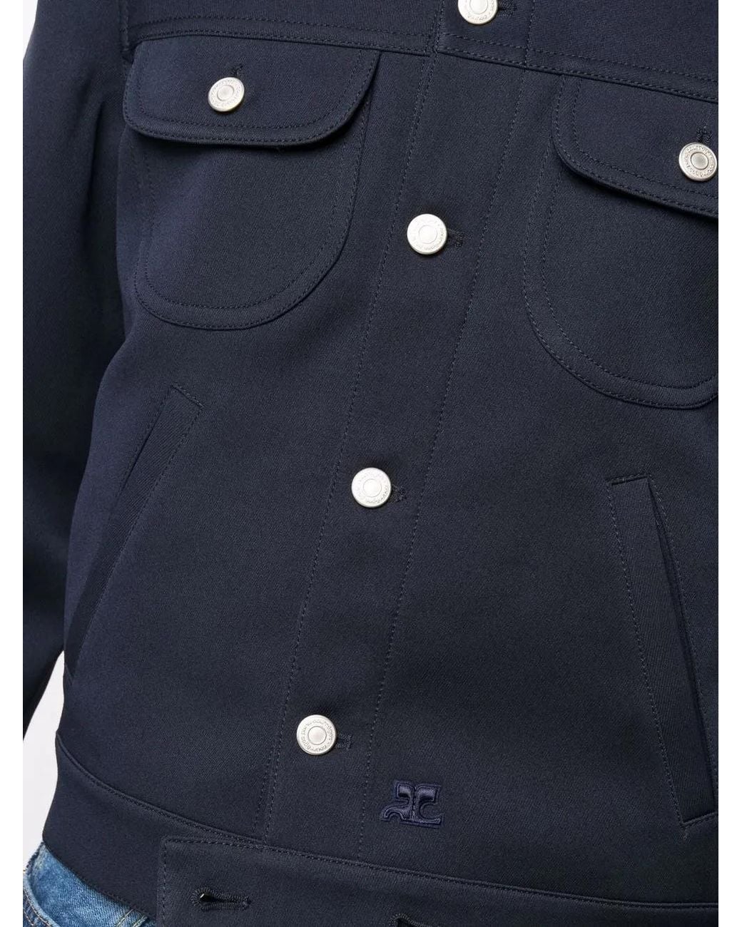 Courreges Blue Twill Trucker Jacket for men