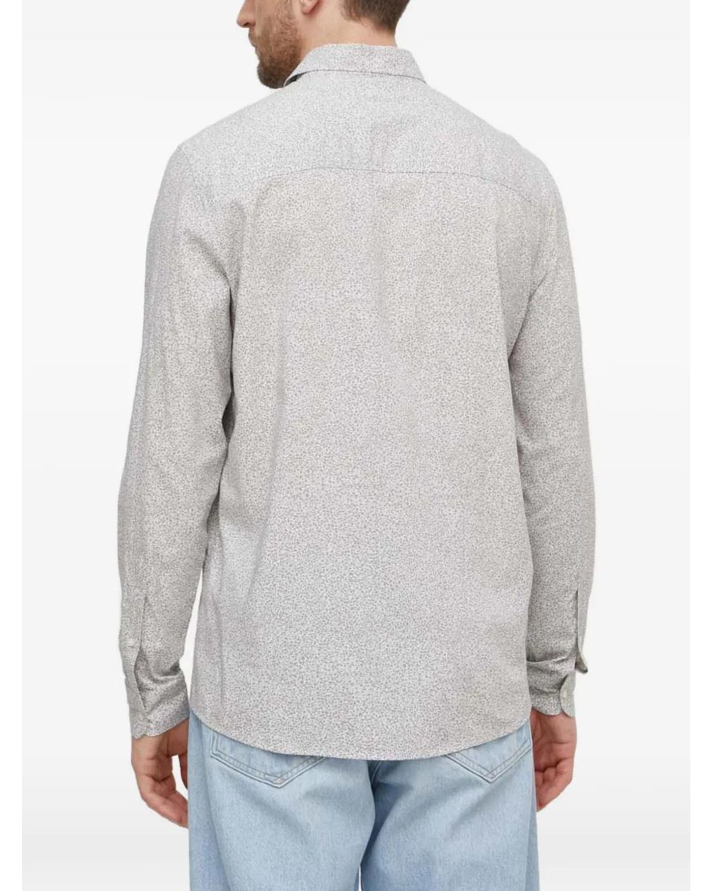 Sisley Gray Patterned Buttoned Shirt for men