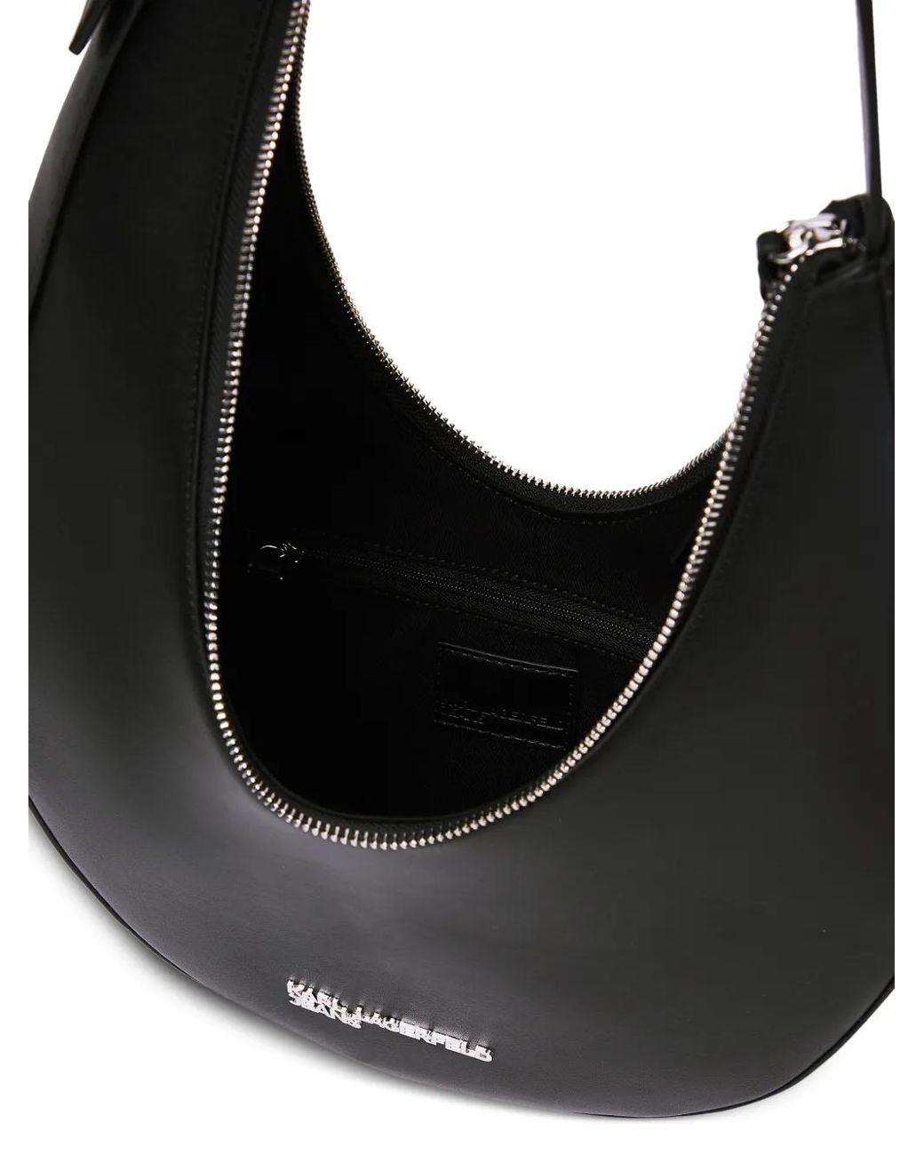 Karl Lagerfeld Black Rounded Leather Shoulder Bag