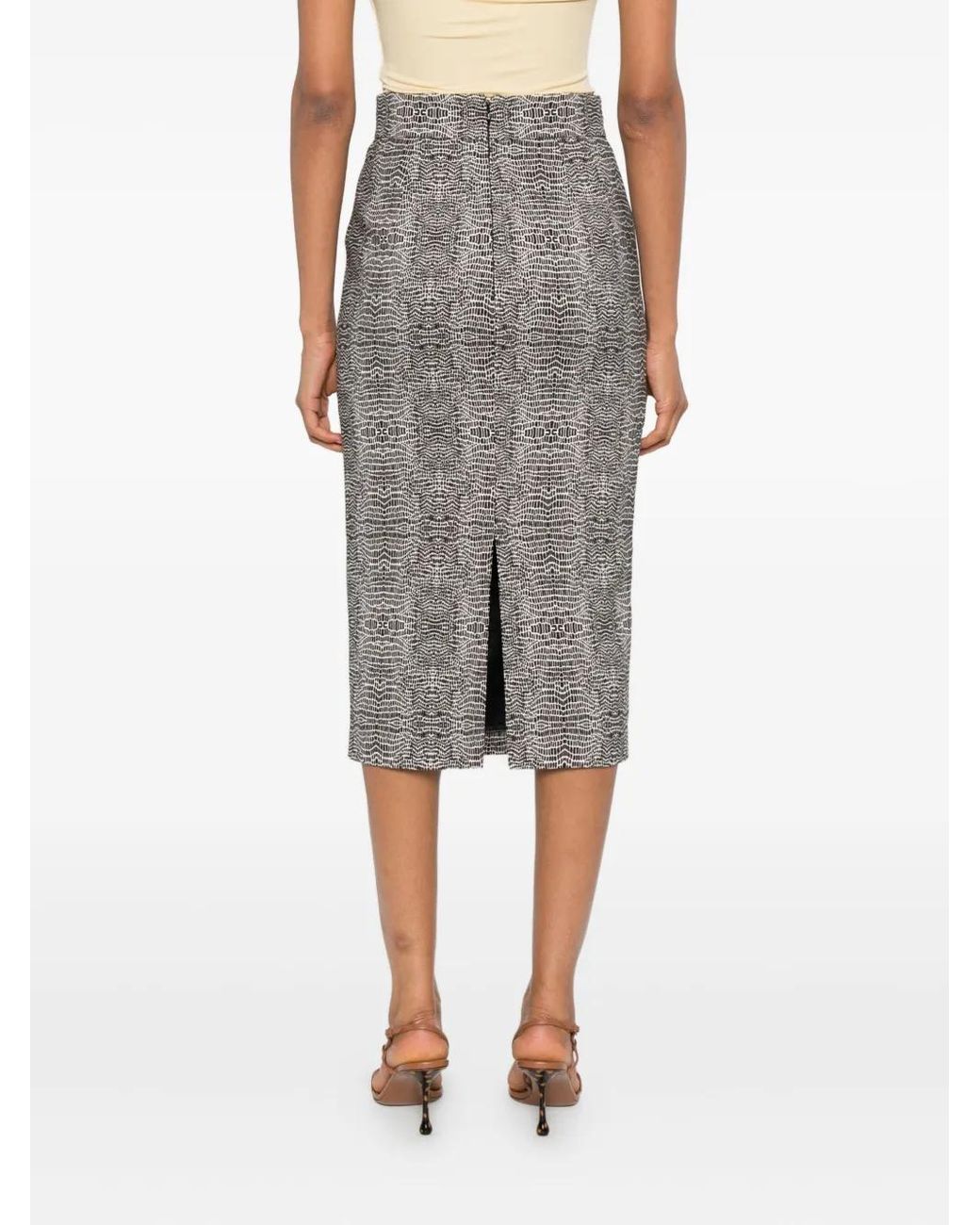 Falda De Tubo Con Estampado De Piel De Pitón Elisabetta Franchi de color Gray
