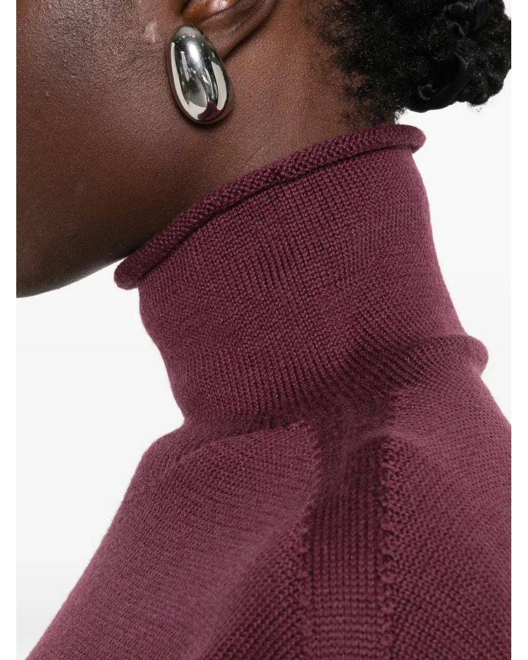 AROVESCIO Purple Ribbed-Trim Roll-Neck Sweater